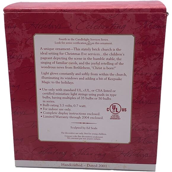 Hallmark 2001 CANDLELIGHT SERVICES #4 Magic Light Collector's Series Ornament - Picture 2 of 8